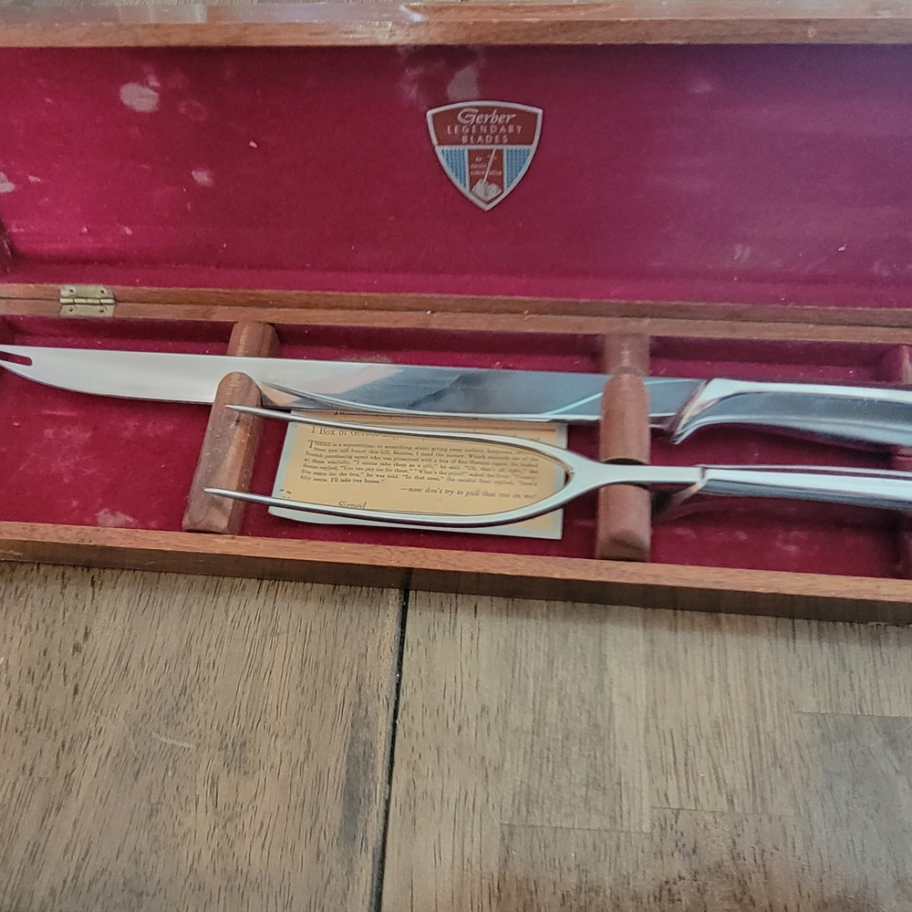 Gerber Silver Carving Knife and Fork Set